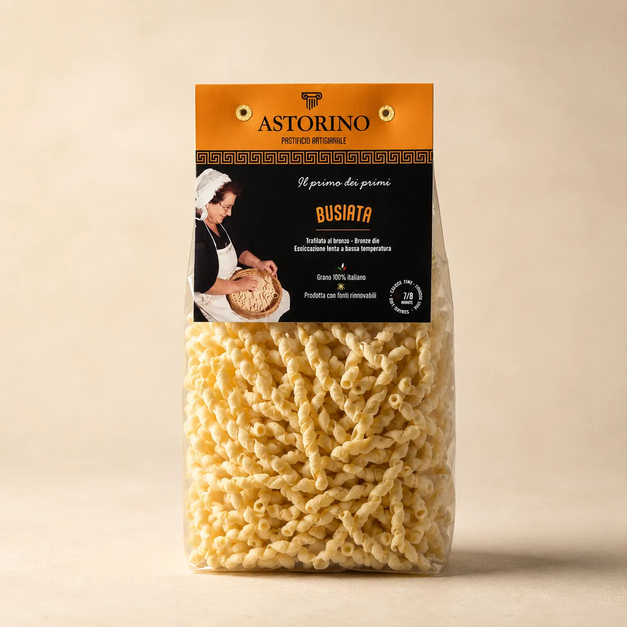 Makaron Busciata Astorino 500 g — kalabryjski makaron spiralny z semoliny durum, brązowe matryce, wolne suszenie, bez GMO