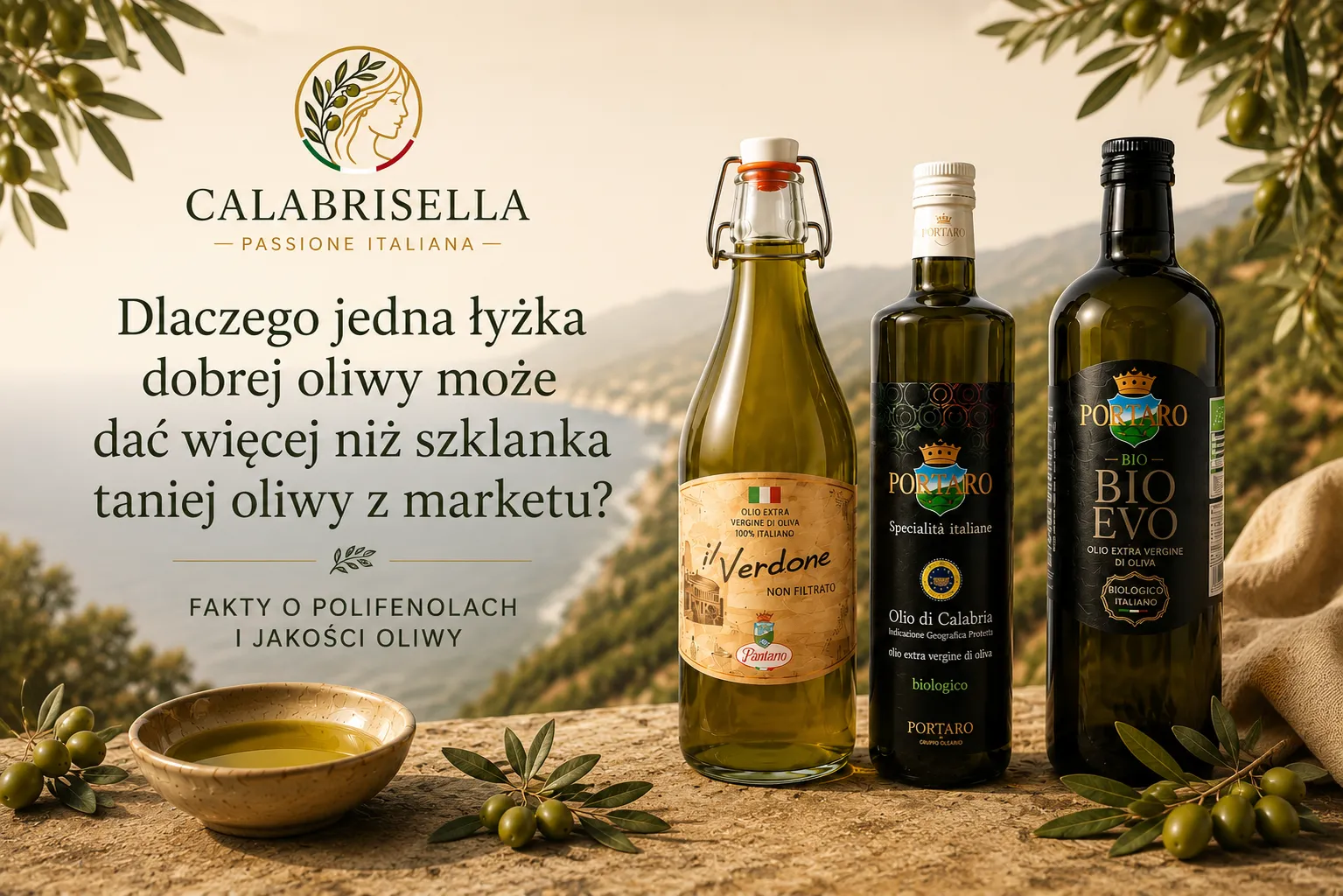 Dobra oliwa extra virgin z Kalabrii — polifenole, jakość tłoczenia i smak premium Calabrisella