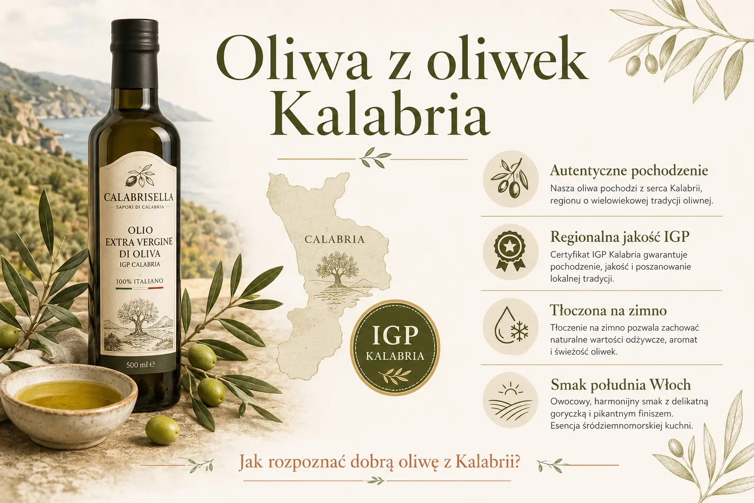 Oliwa z oliwek Kalabria IGP – jak rozpoznać dobrą oliwę z Kalabrii